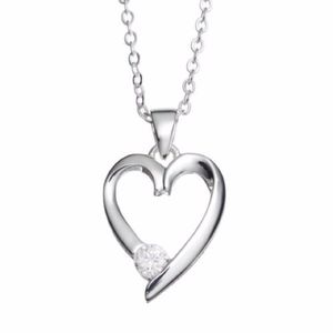 Necklace “Friend" CZ Crystal Heart Pendant Bridal Wedding Silver Tone